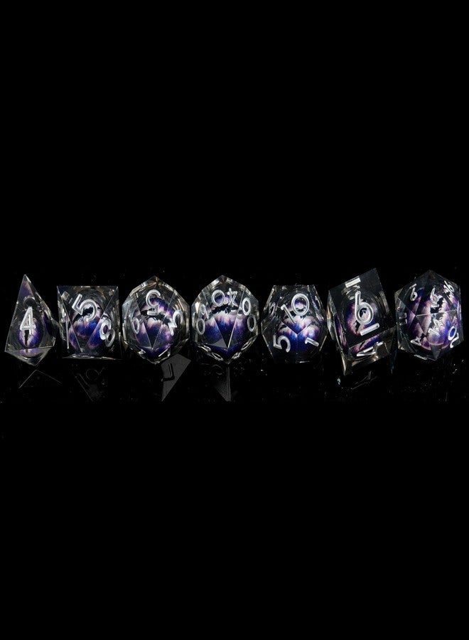 FugaCity DND Dice Set,Liquid Core Handmade Sharp Edge 7 Piece Resin Dice-Dungeons and Dragons Polyhedral Dice Set, D&D Dice Set with Gift Dice Case for RPG MTG Table Games （Dark Purple Eyeball - Image 5